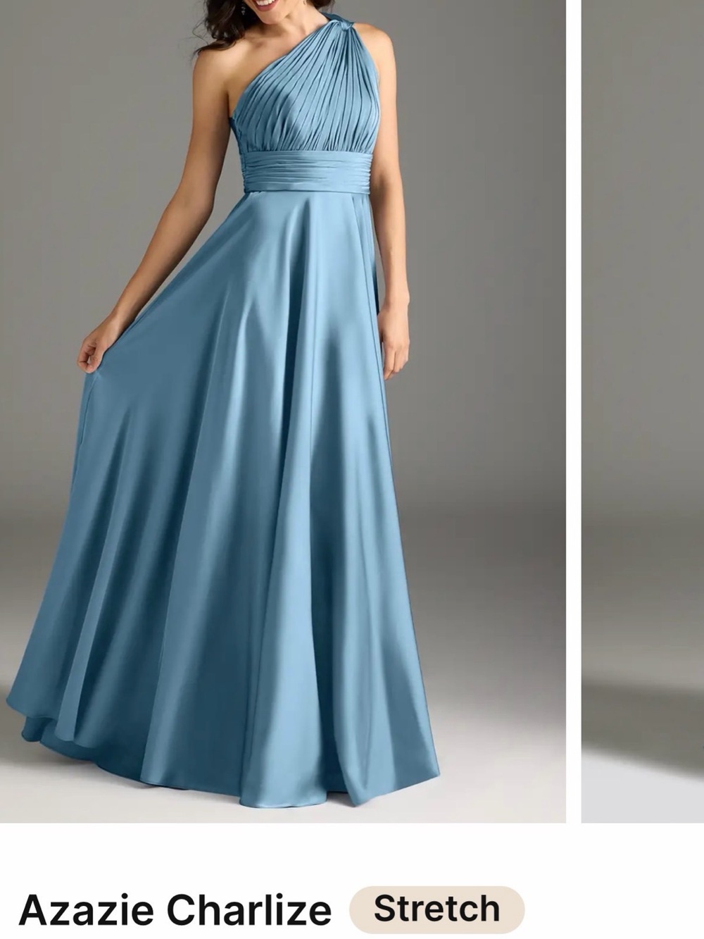 Azazie One-Shoulder Maxi Dress in Dusty Blue